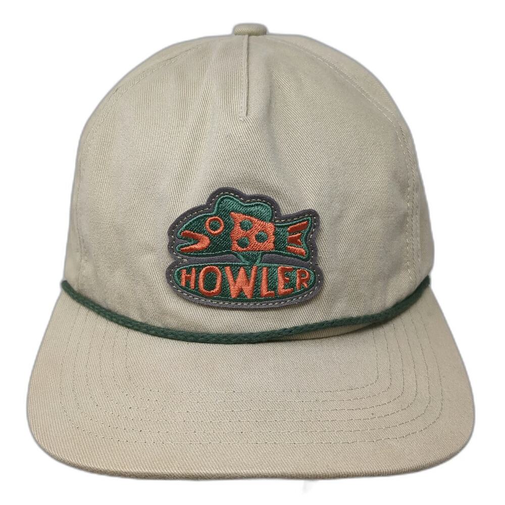 Howler Bros 5 Panel Hat Beige Blue Green One Size Fish Snapback Rope Cotton